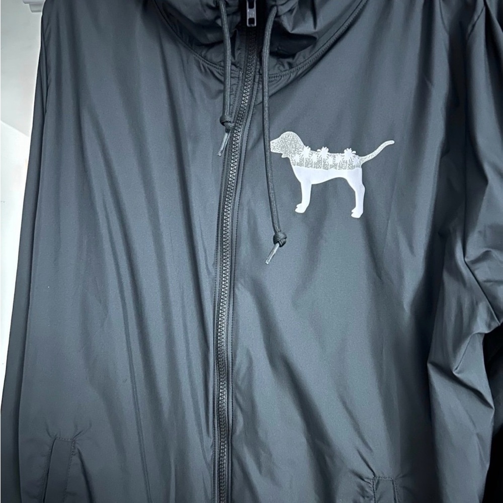 PINK Black Windbreaker with Dog Logo